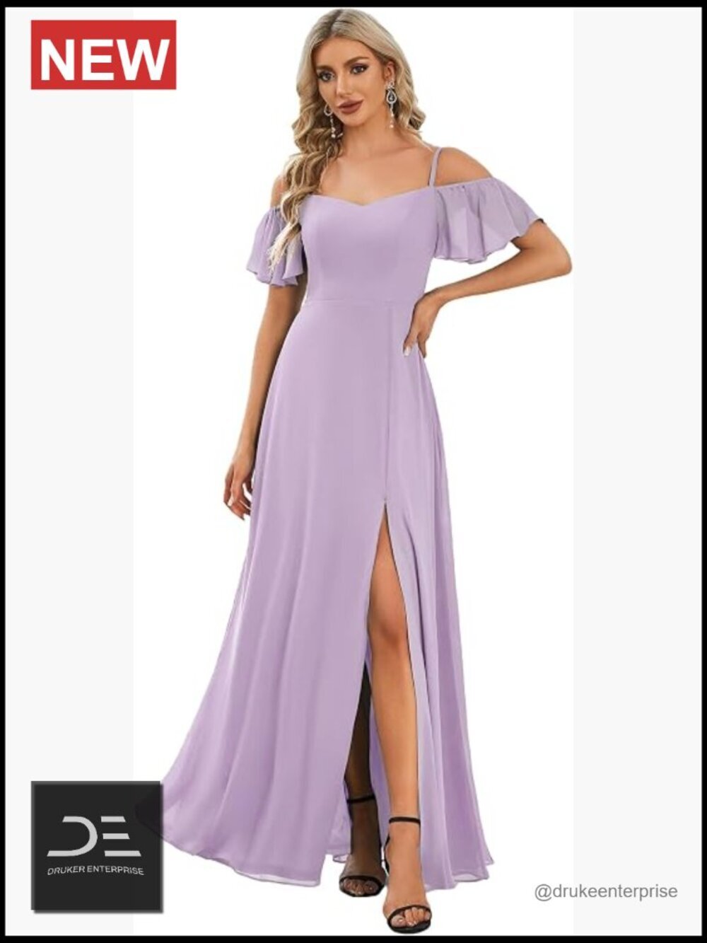 Off Shoulder Short Sleeve Chiffon Floor Length A-Line Formal Dress